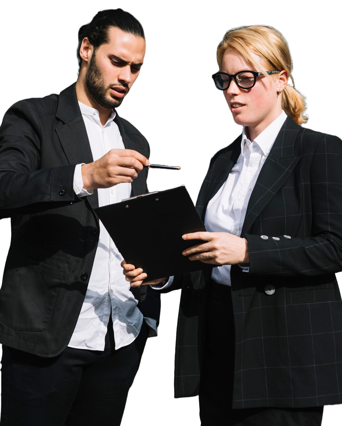 two-business-people-standing-outside-office-discussing-about-work-b