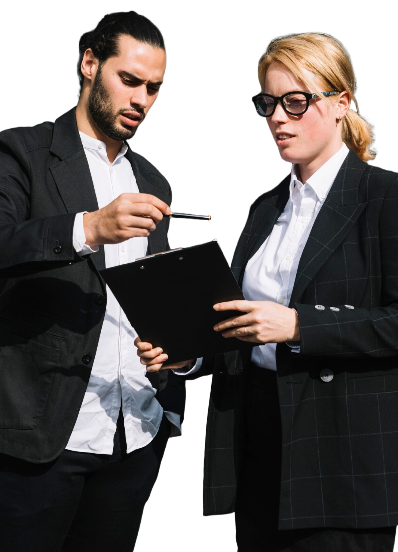 two-business-people-standing-outside-office-discussing-about-work-b